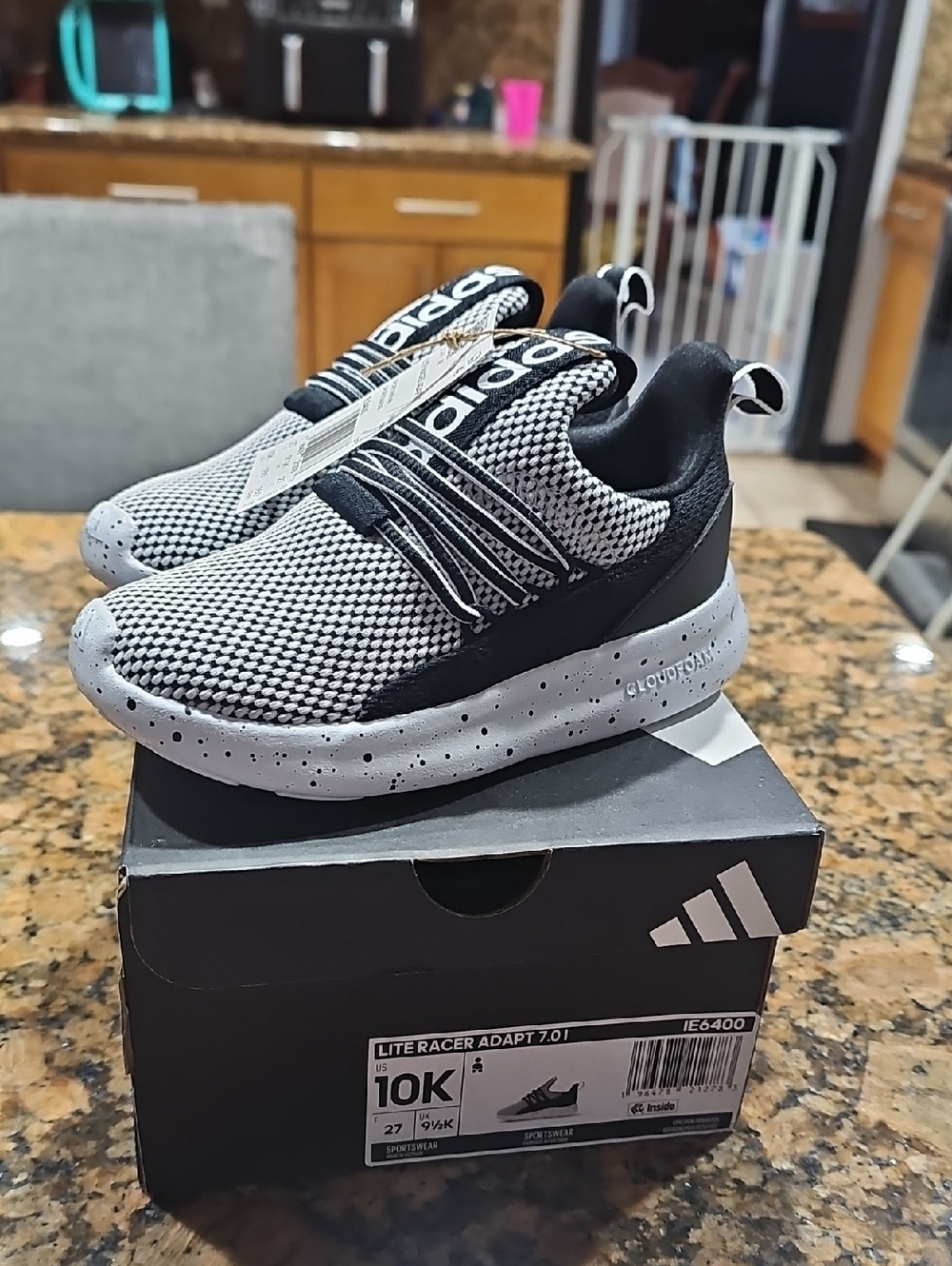 adidas Kids Slip-On Sneakers in Black and White